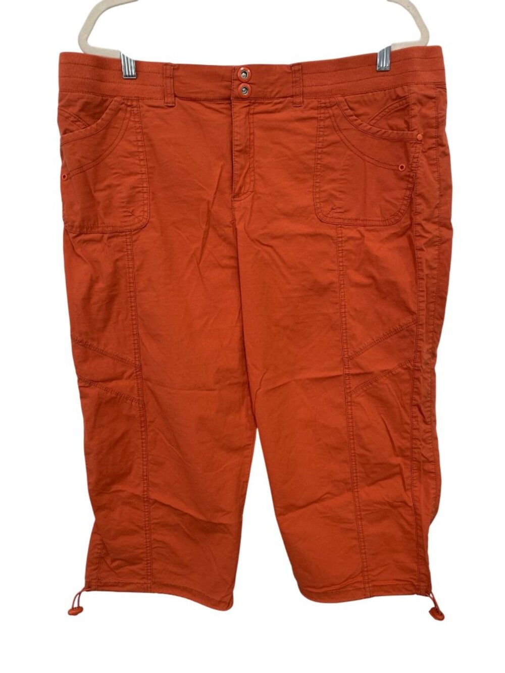 Intro Casual Elegance Capri Size 16 Pull On Cropped Pants Orange Stretch Orange